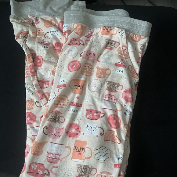 Cuddl Duds Pajama‎ Pants Wm's XXL Donut Coffee Print 100% Cotton Pull On - Picture 2 of 3